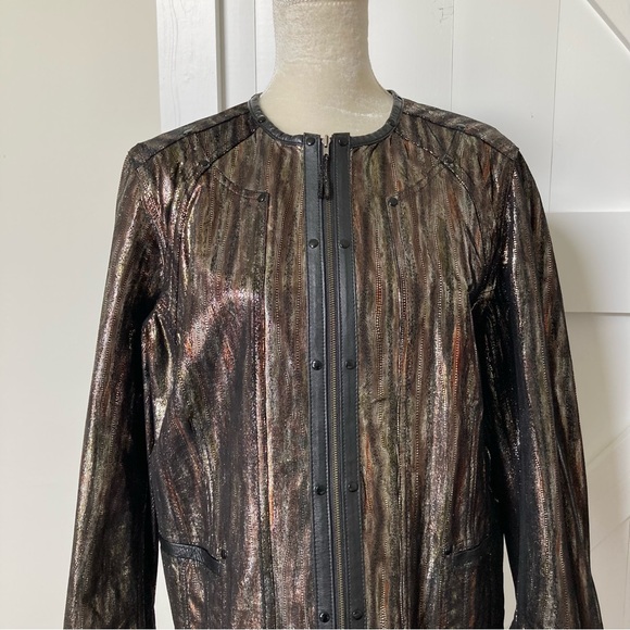 Chico’s genuine Leather reversible jacket metallic & black women’s M, 12 - Picture 12 of 12